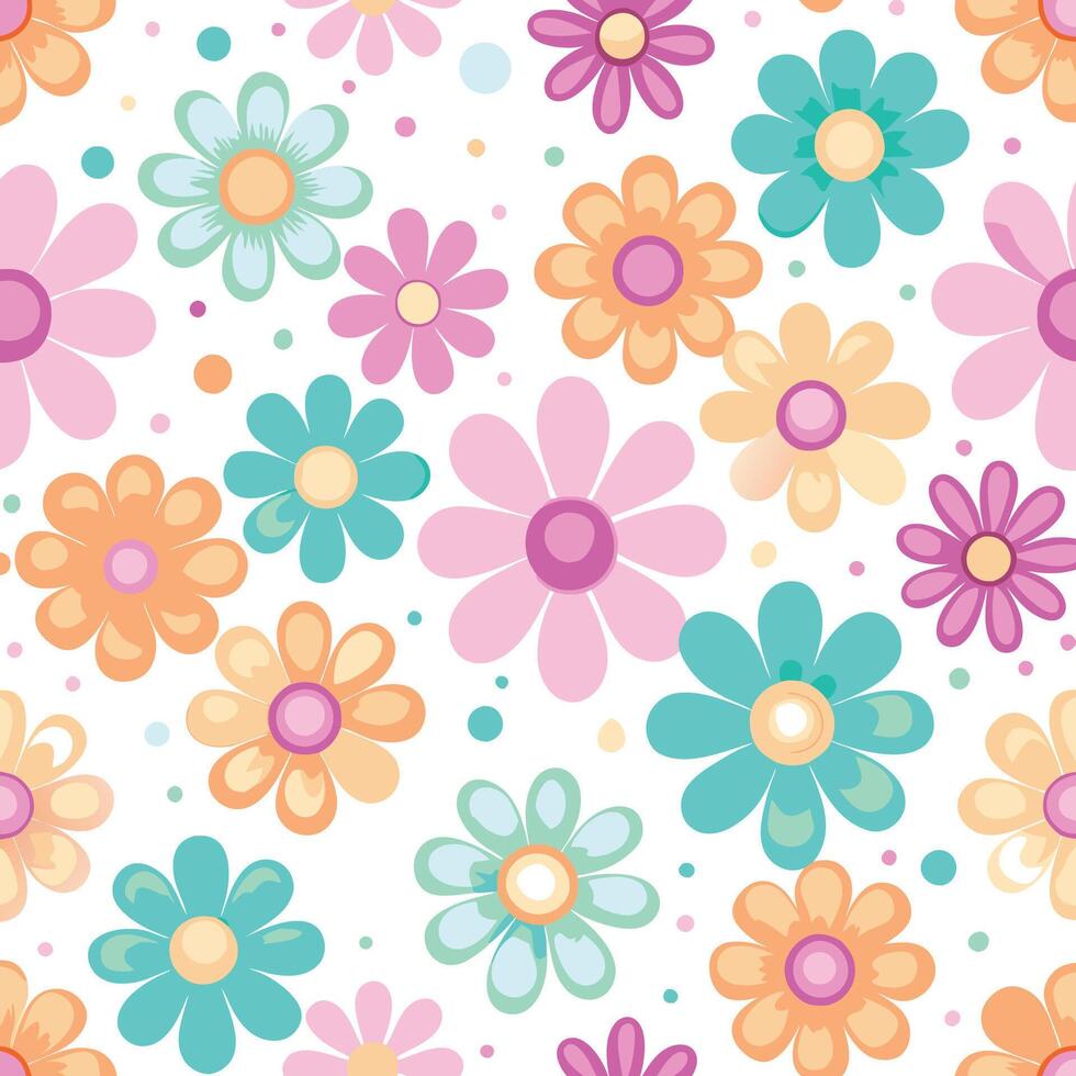a colorful floral pattern with many flowers vector