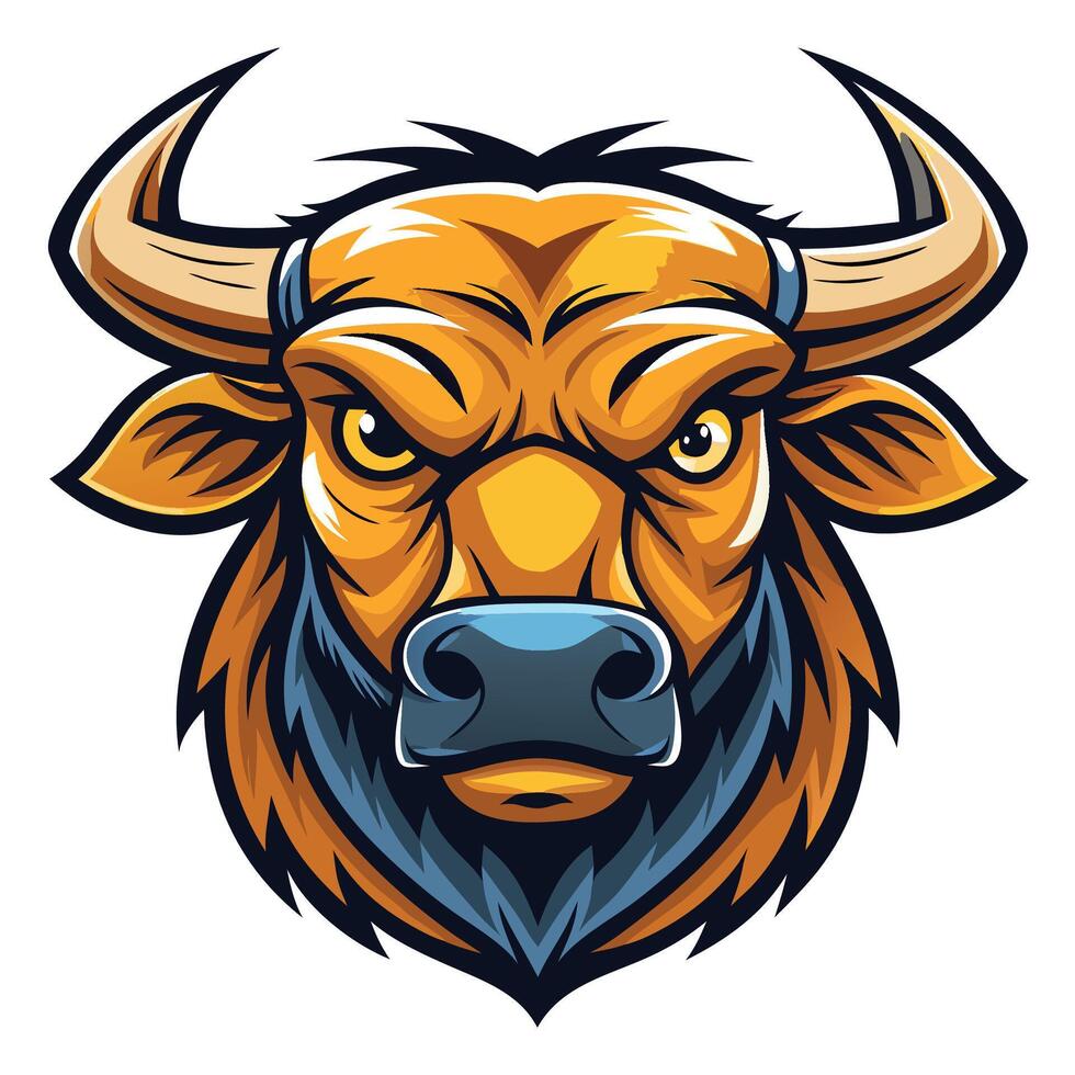 an angry bull head with horns on a white background vector