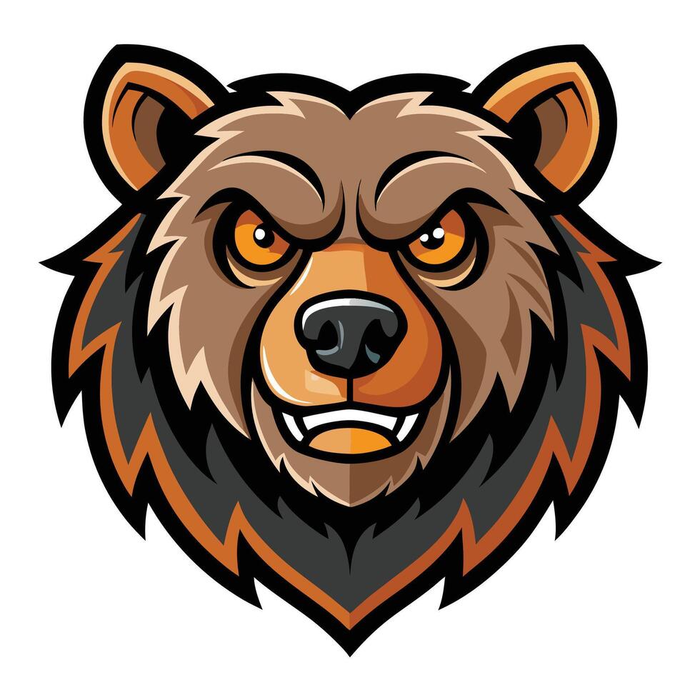 an angry bear mascot head on a white background vector