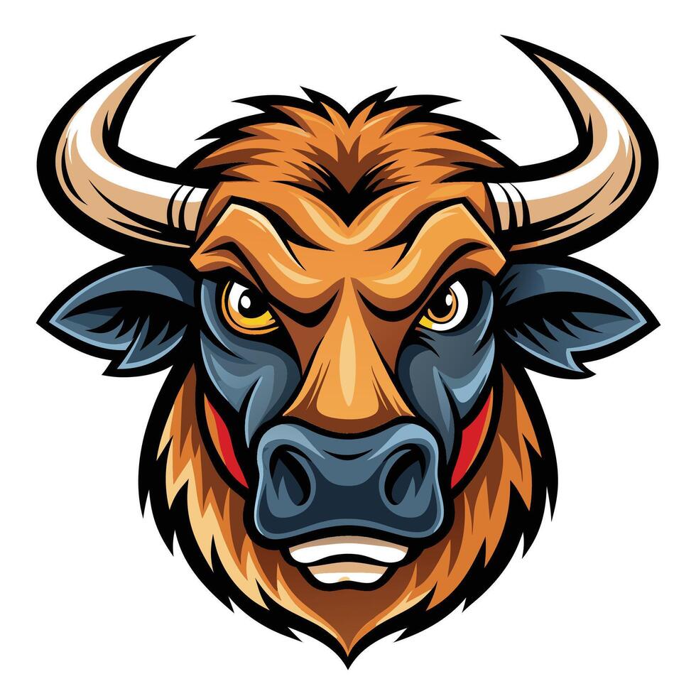 an angry bull head with horns on a white background vector
