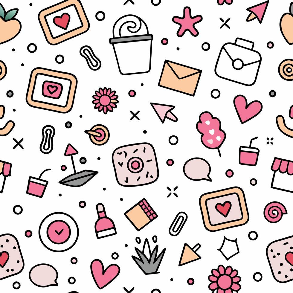 a seamless pattern with various items on it vector