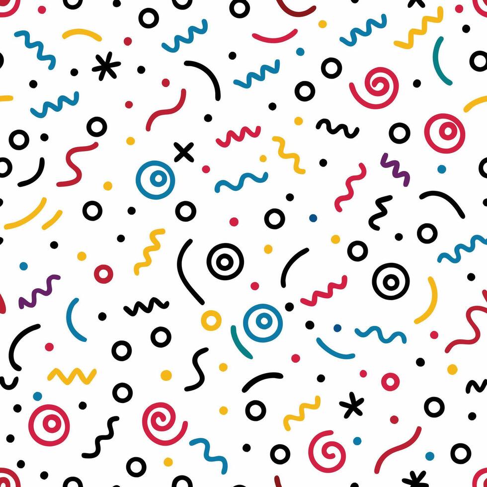 seamless pattern with colorful shapes and lines vector