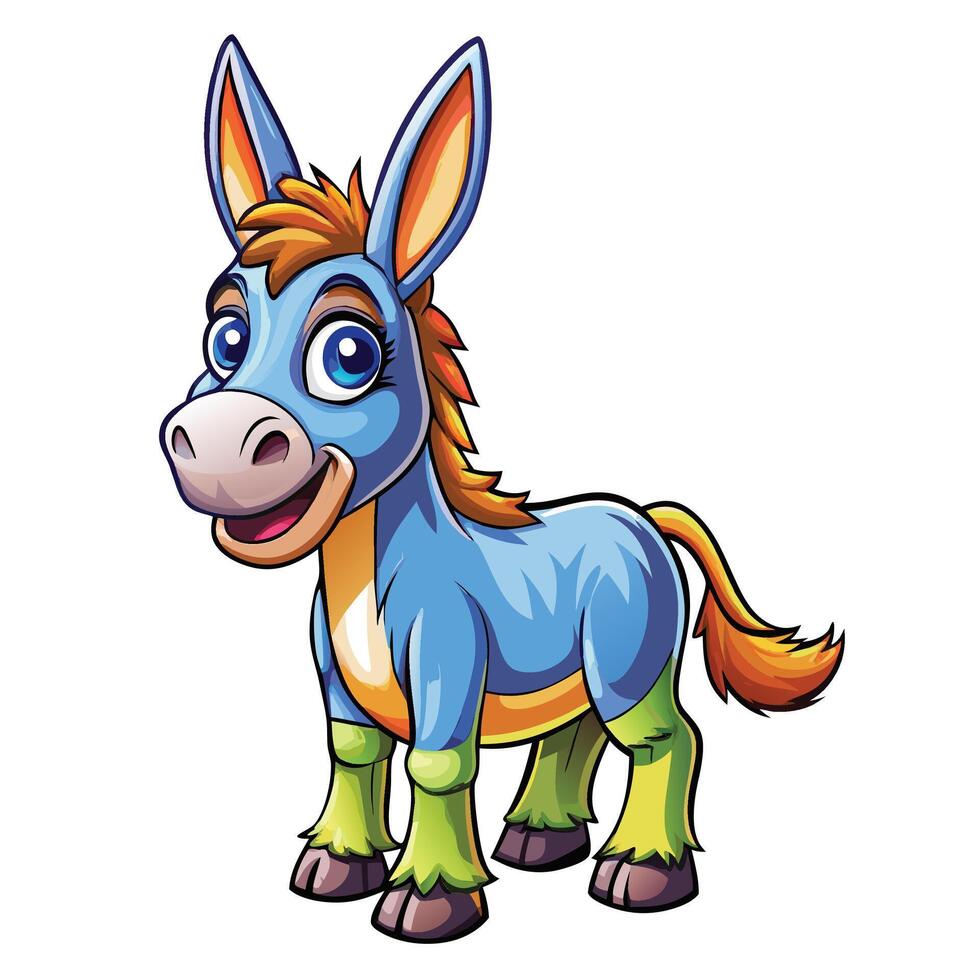a cartoon donkey with a blue and green coat vector