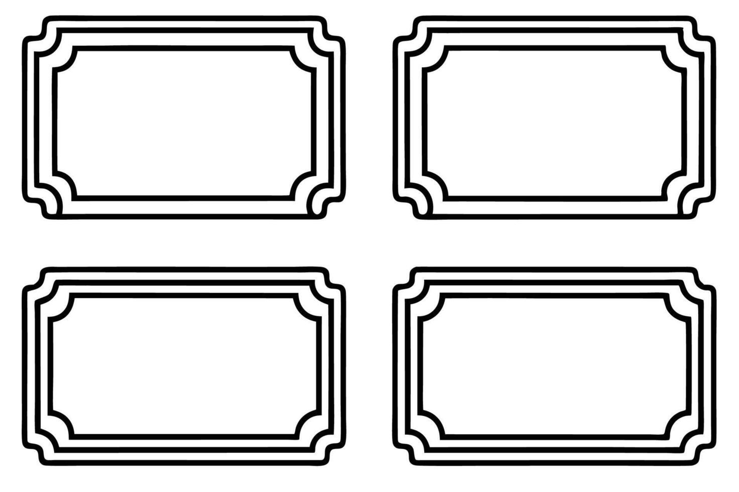 four black and white square frames on a white background vector