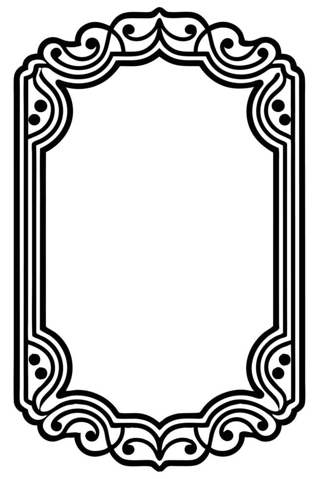 a black and white drawing of a frame with ornate design vector