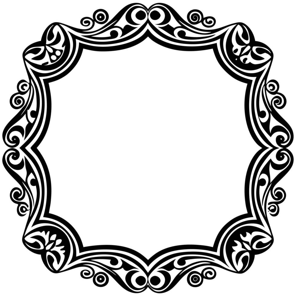 a black and white ornamental frame with swirls vector