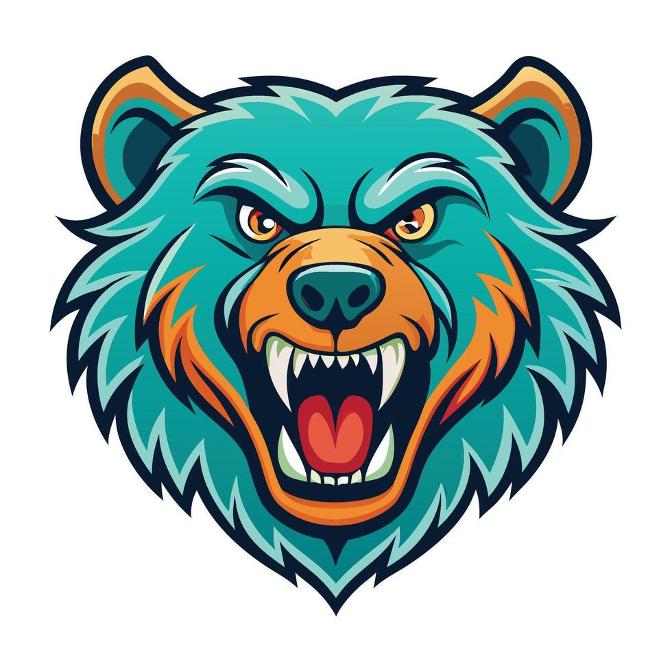 the head of a bear with an angry expression vector