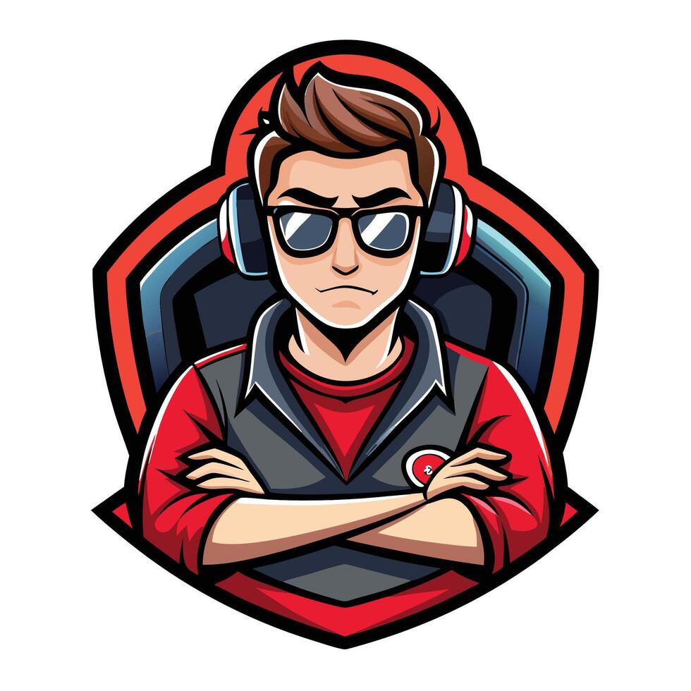 a cartoon character with headphones and sunglasses vector