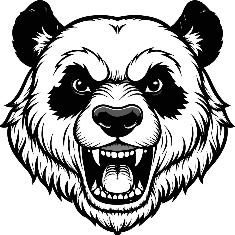 a panda bear head with its mouth open vector