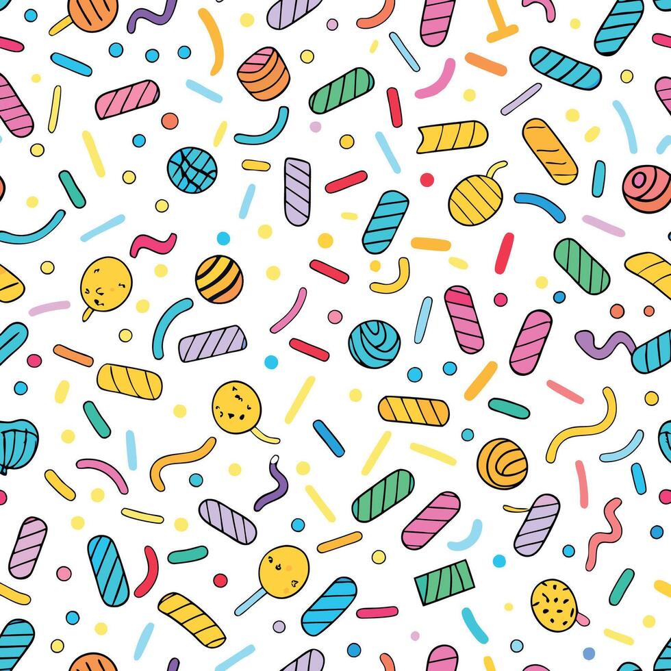 a colorful confetti pattern with candy and confetti vector