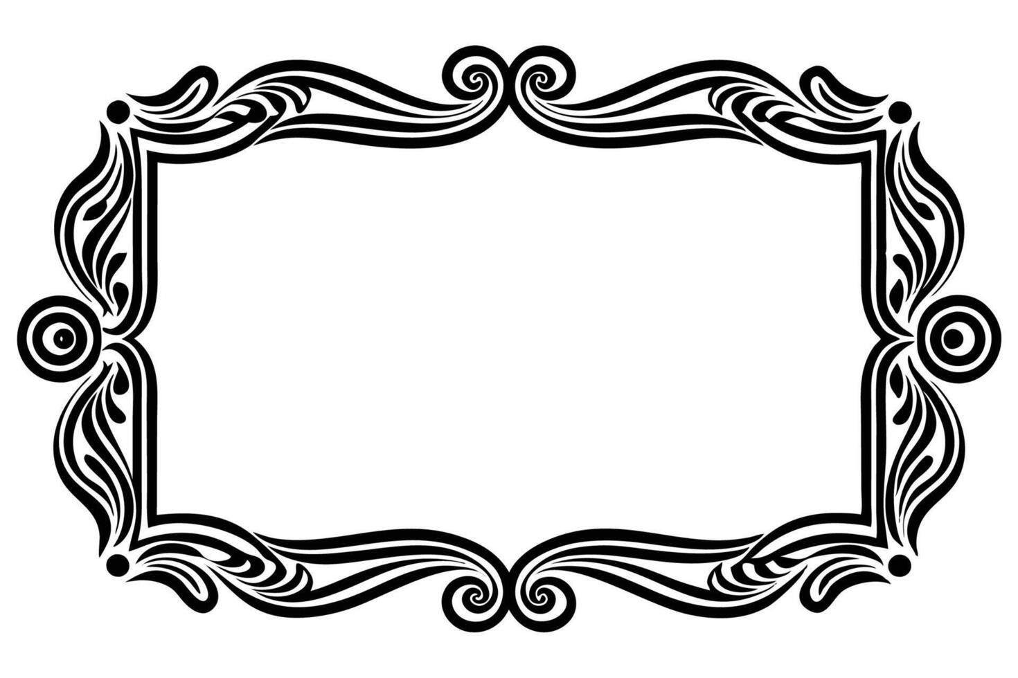 a black and white ornate frame with swirls vector