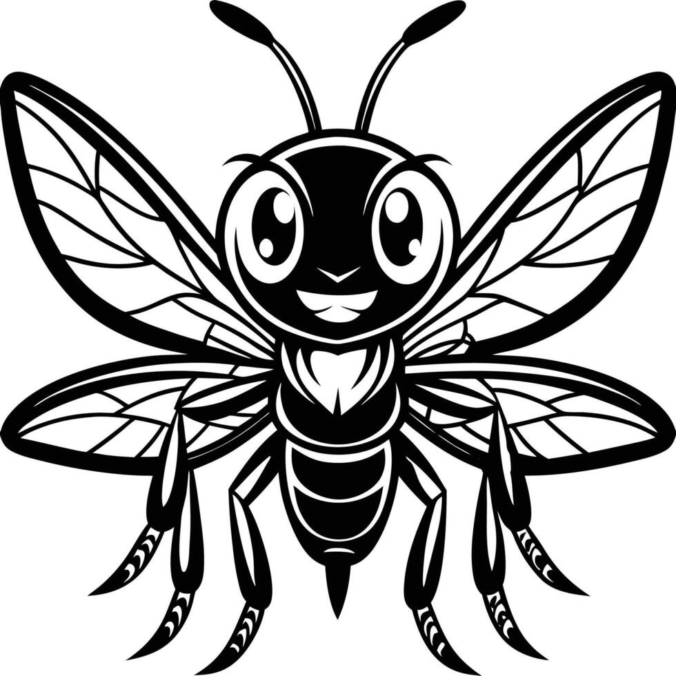 a cartoon bee with wings and a smile vector