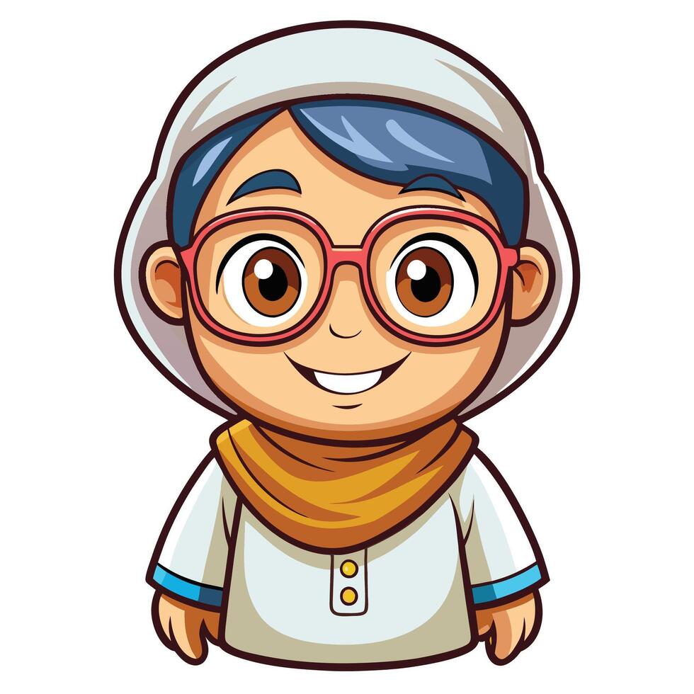 cartoon boy wearing glasses and a scarf vector
