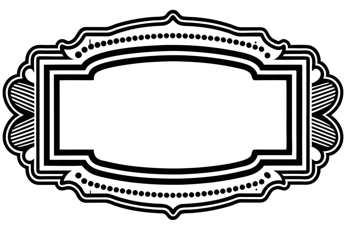 a black and white drawing of a frame with a border vector
