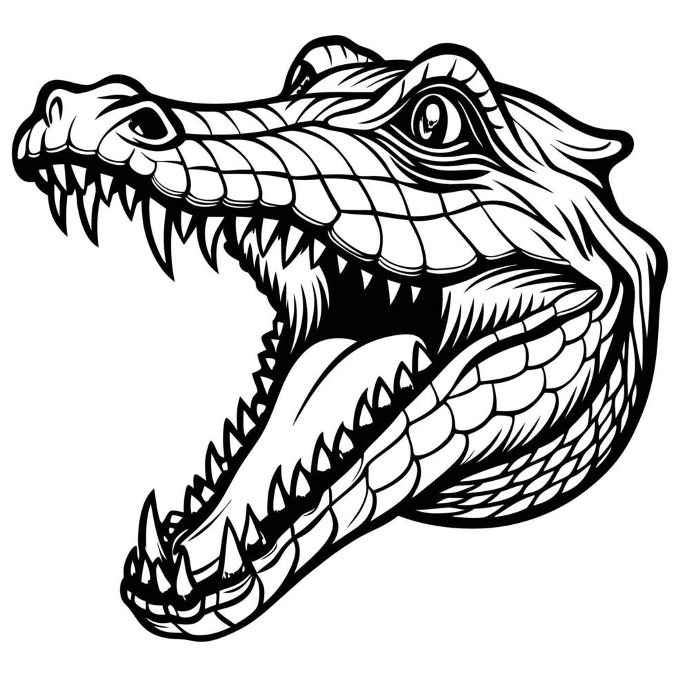 a crocodile head with its mouth open and its teeth showing vector