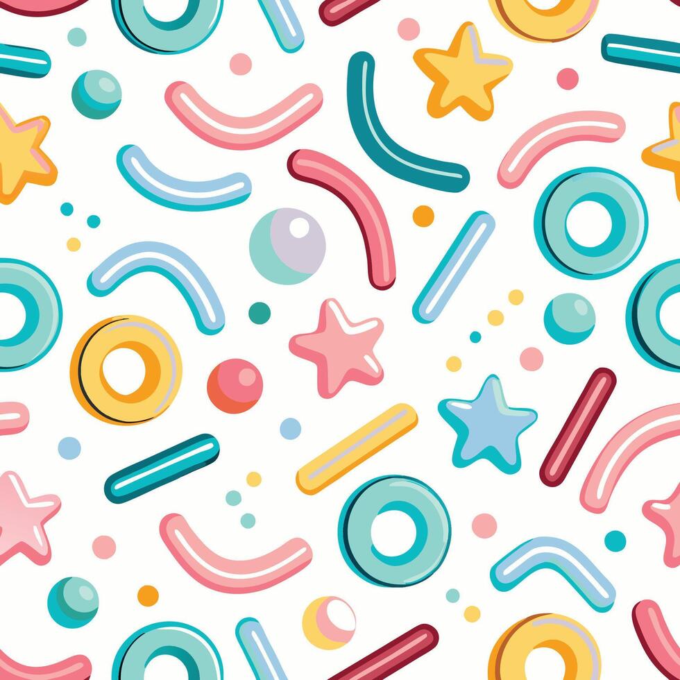 a colorful pattern with various shapes and stars vector