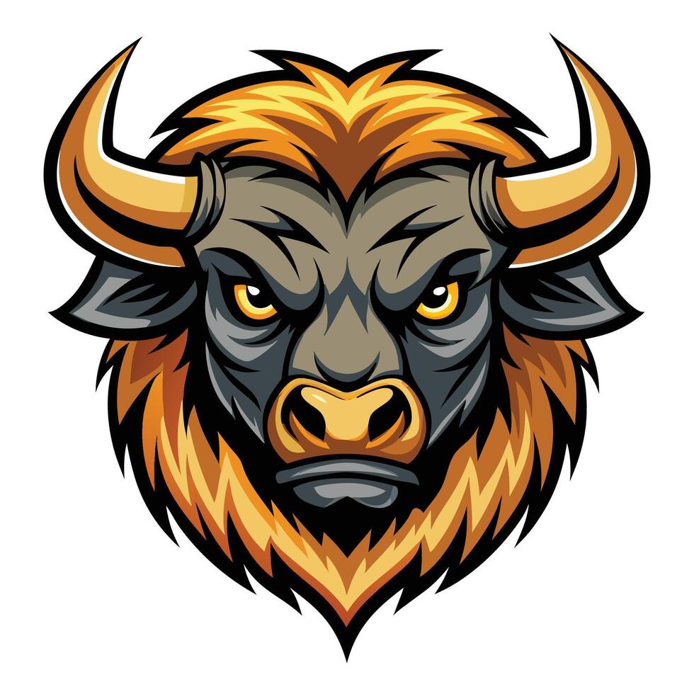an angry bull head with horns on a white background vector
