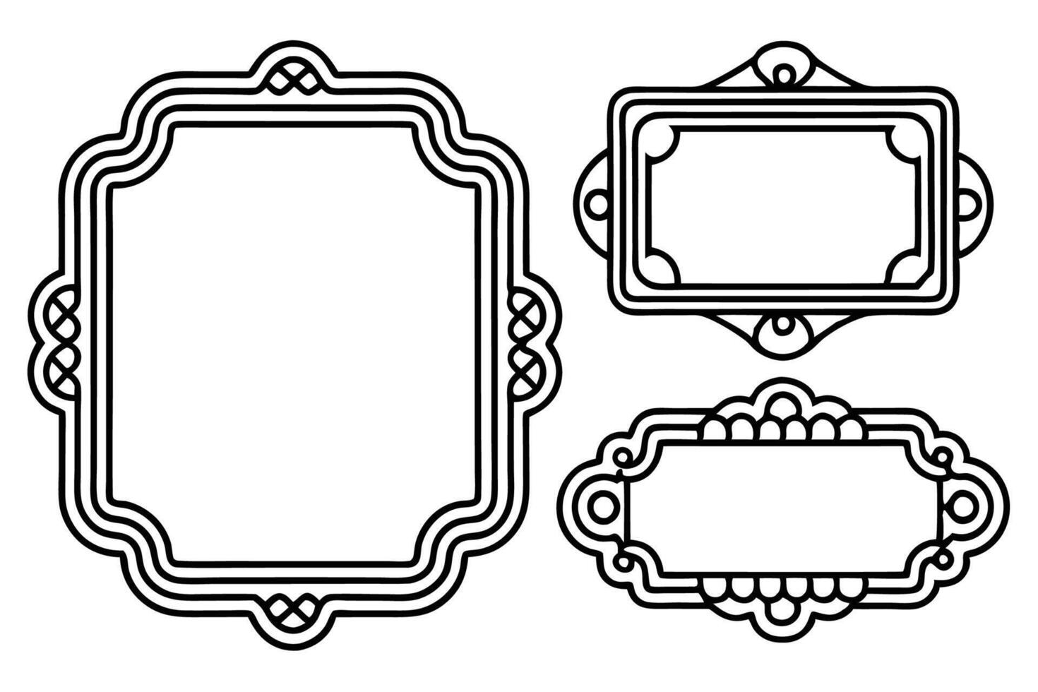 three black and white frames with ornate designs vector