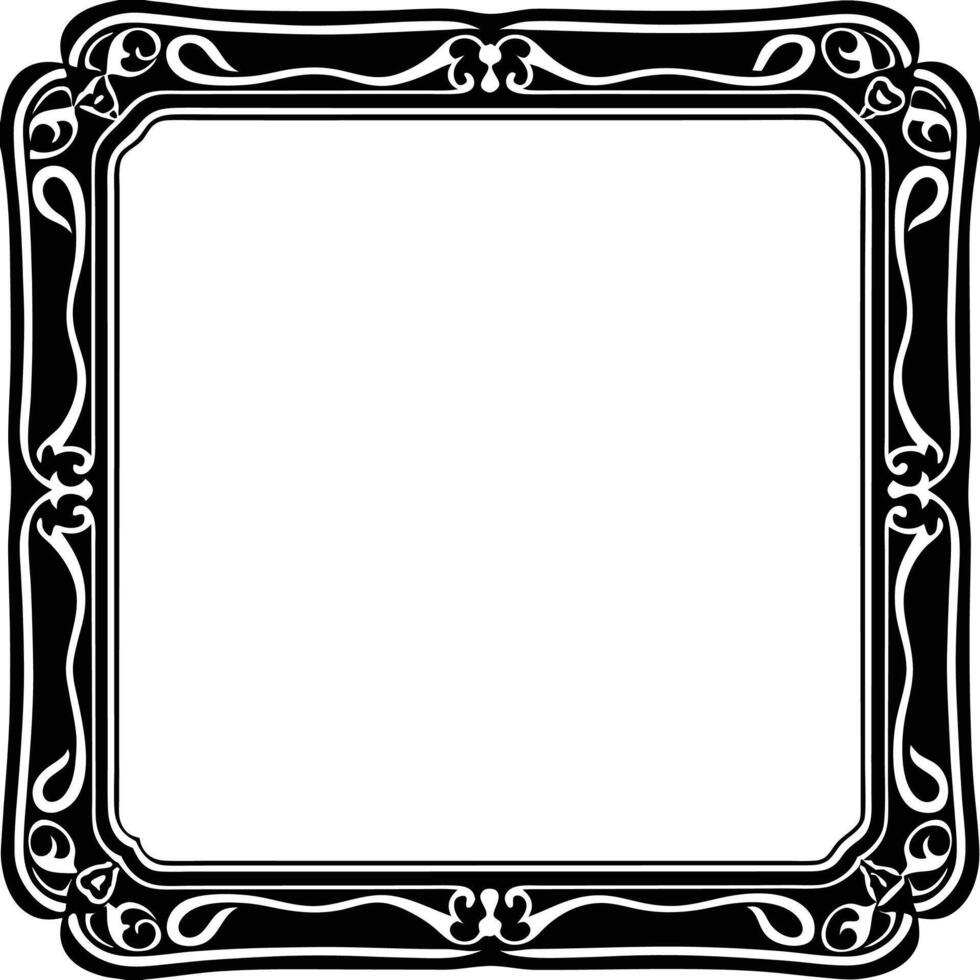 a black and white square frame with ornate design vector