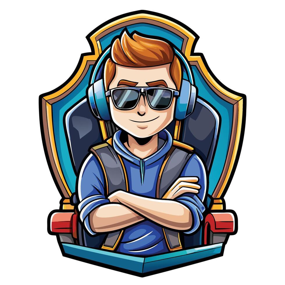 a cartoon character with headphones and sunglasses vector