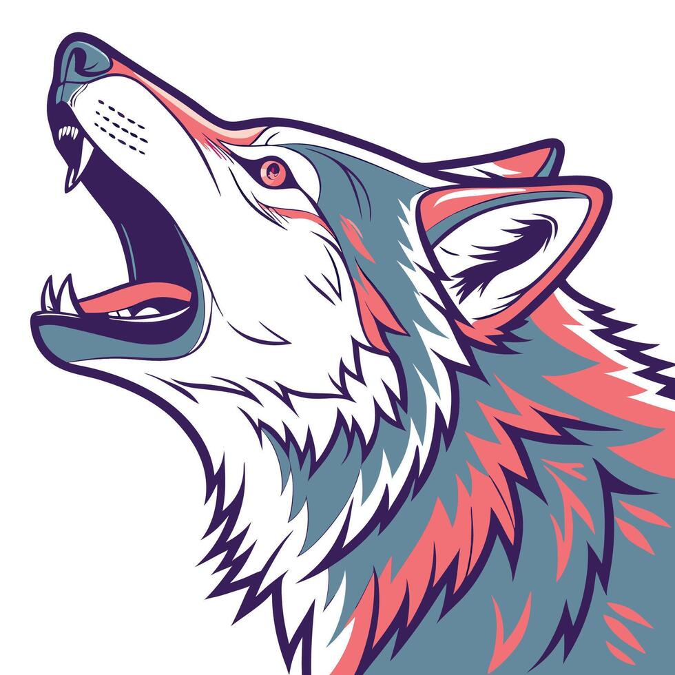 howling wolf illustration vector