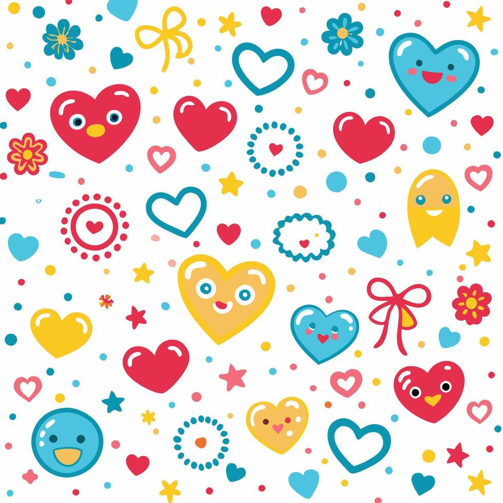 cute hearts and stars pattern with hearts and stars vector