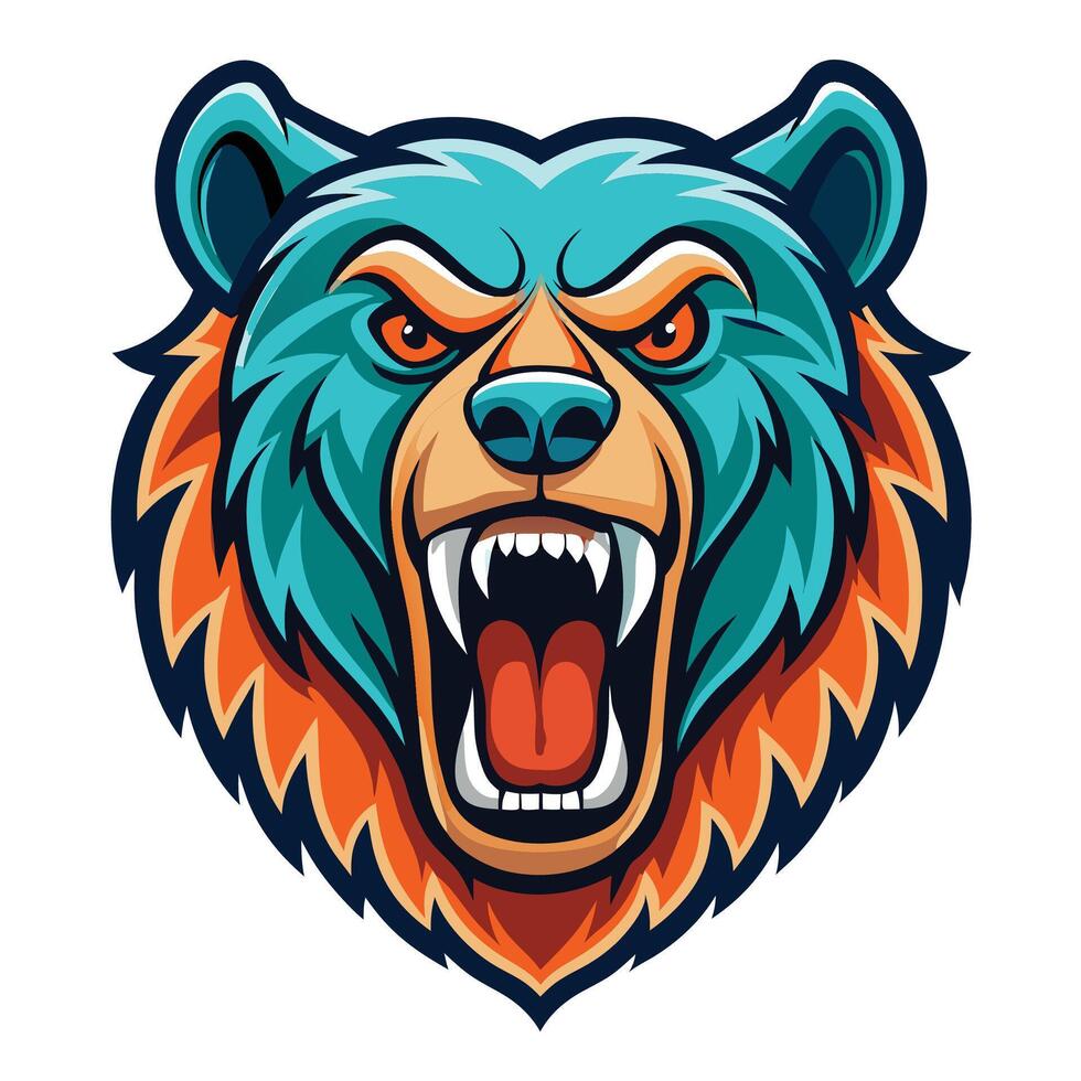 the head of a bear with its mouth open vector