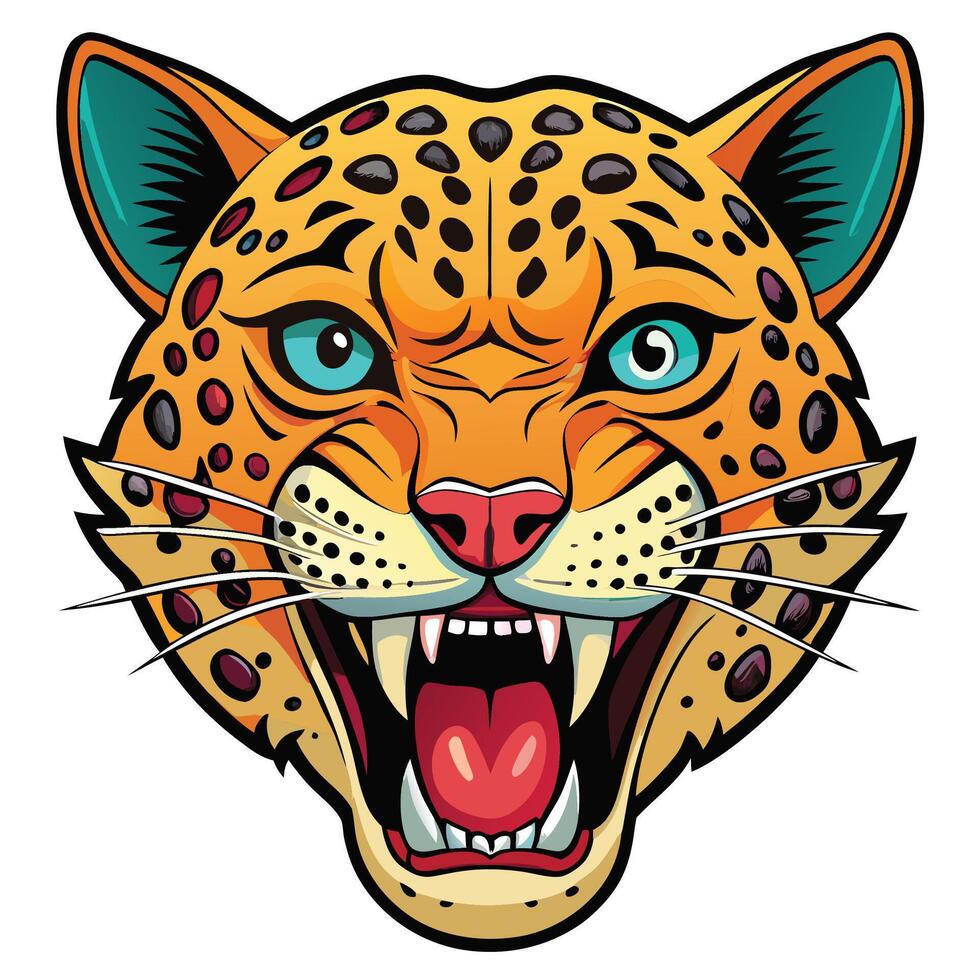 a jaguar head with its mouth open vector