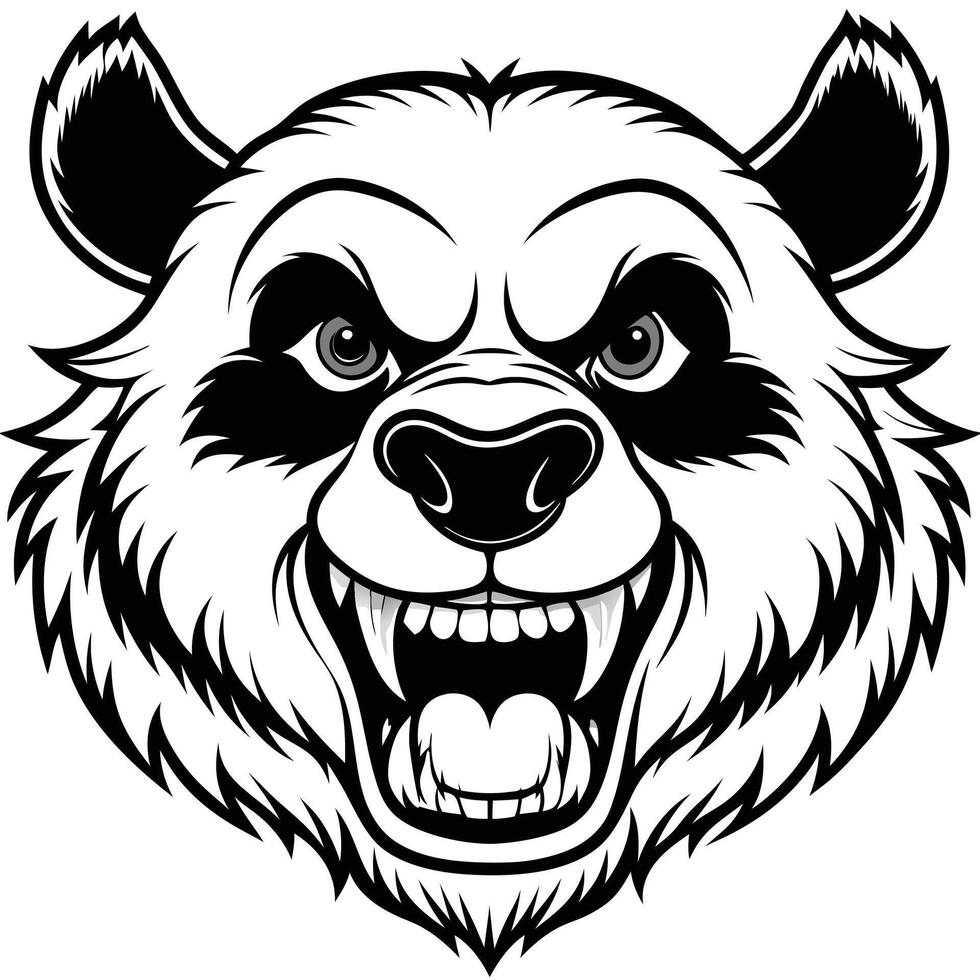 a panda bear head with its mouth open vector