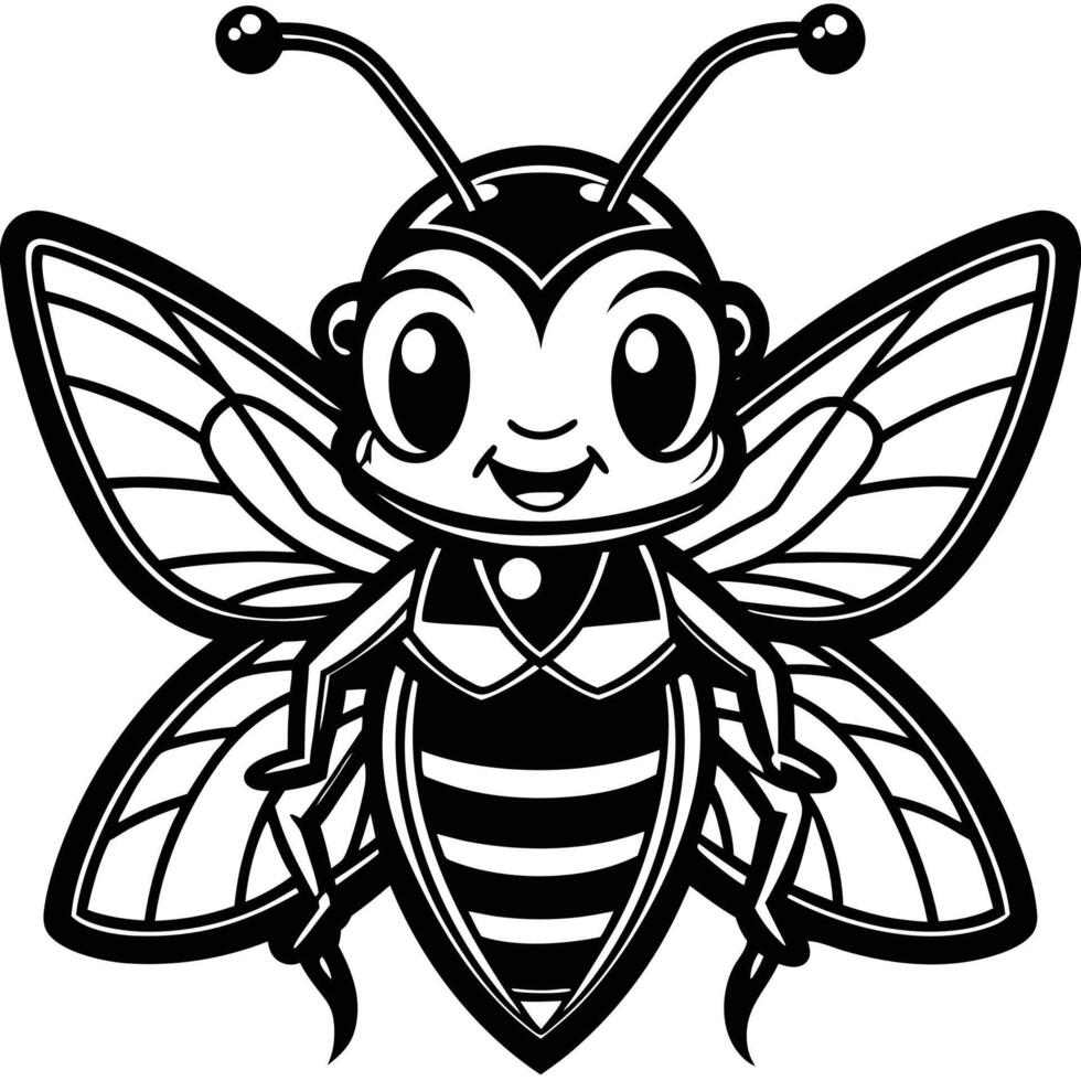 a cartoon bee with wings and a smile vector