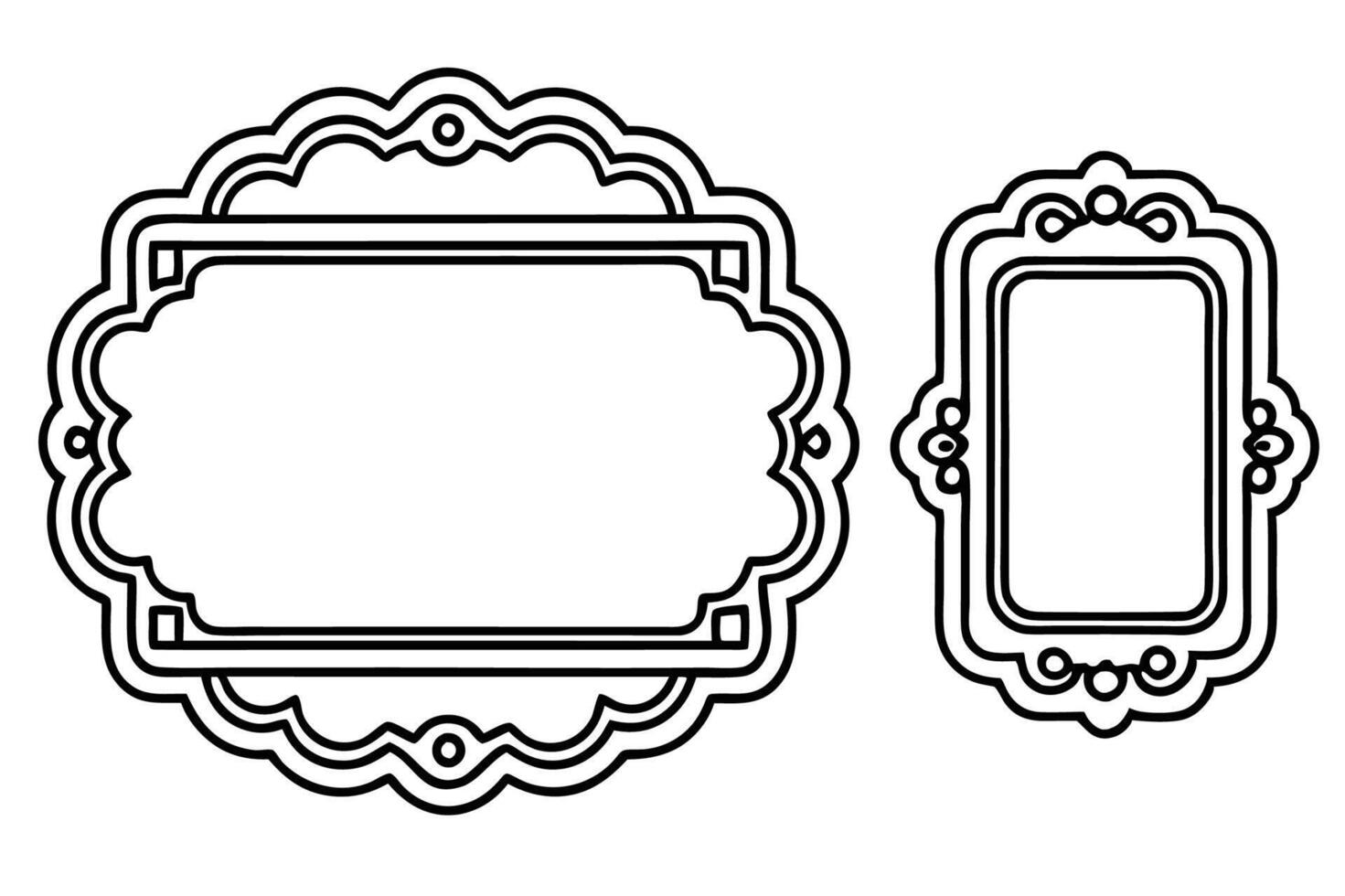 a black and white drawing of a frame and a frame with a border vector