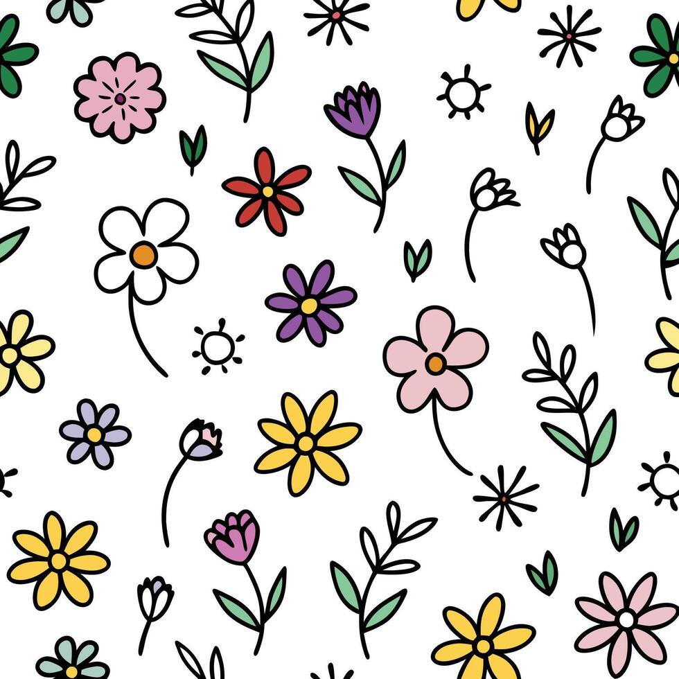 seamless pattern with flowers and leaves vector