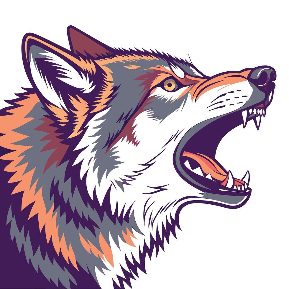 the wolf head is shown in a colorful and colorful style vector