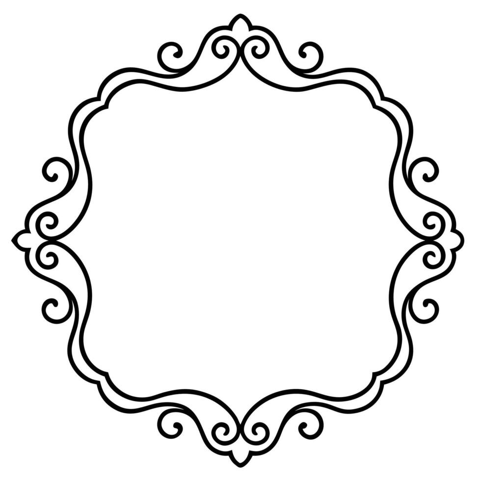 a black and white drawing of a frame with a scroll vector