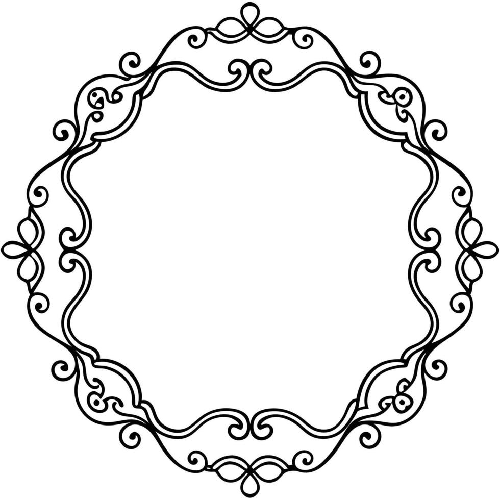 a round frame with a scroll pattern vector