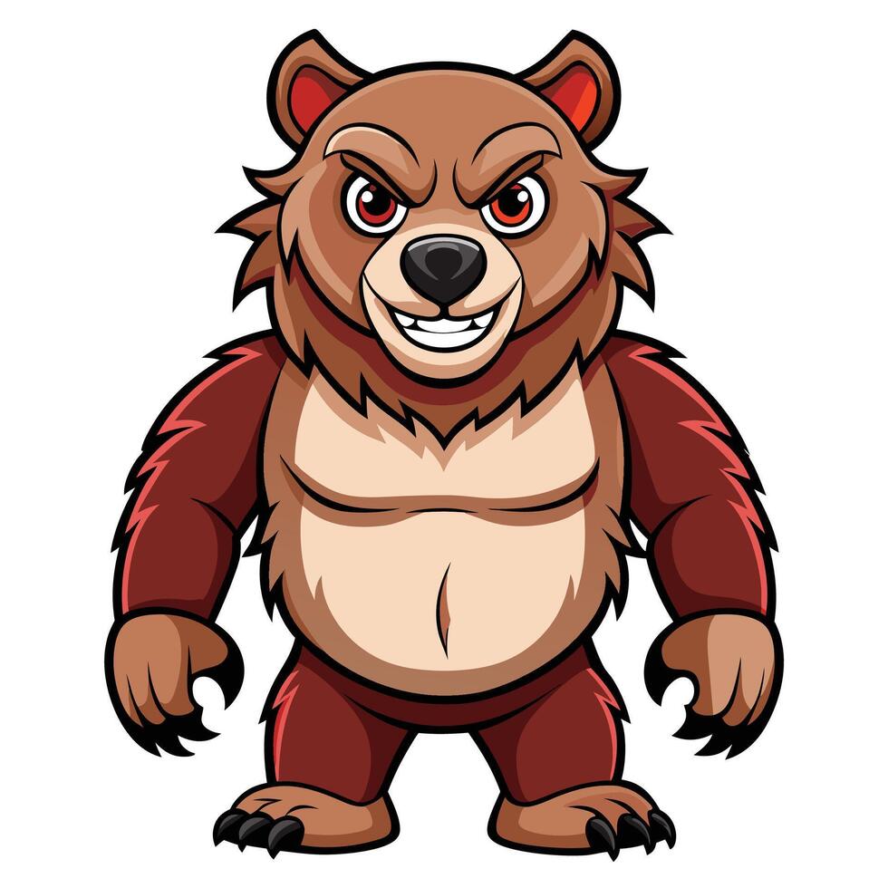 a cartoon bear with big eyes and a big mouth vector