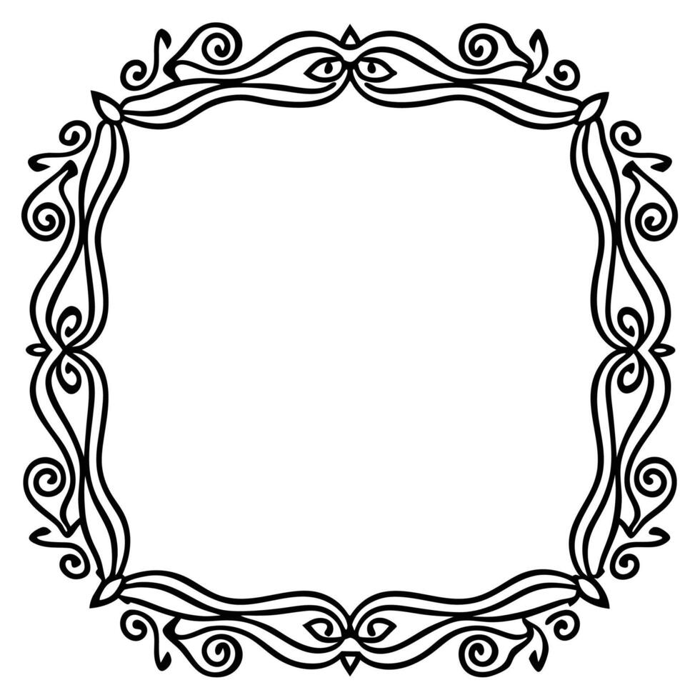 a black and white drawing of a square frame vector