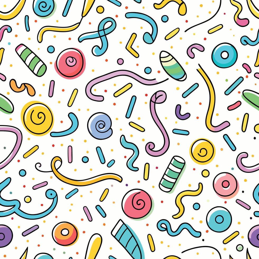 seamless pattern with candy and confetti vector