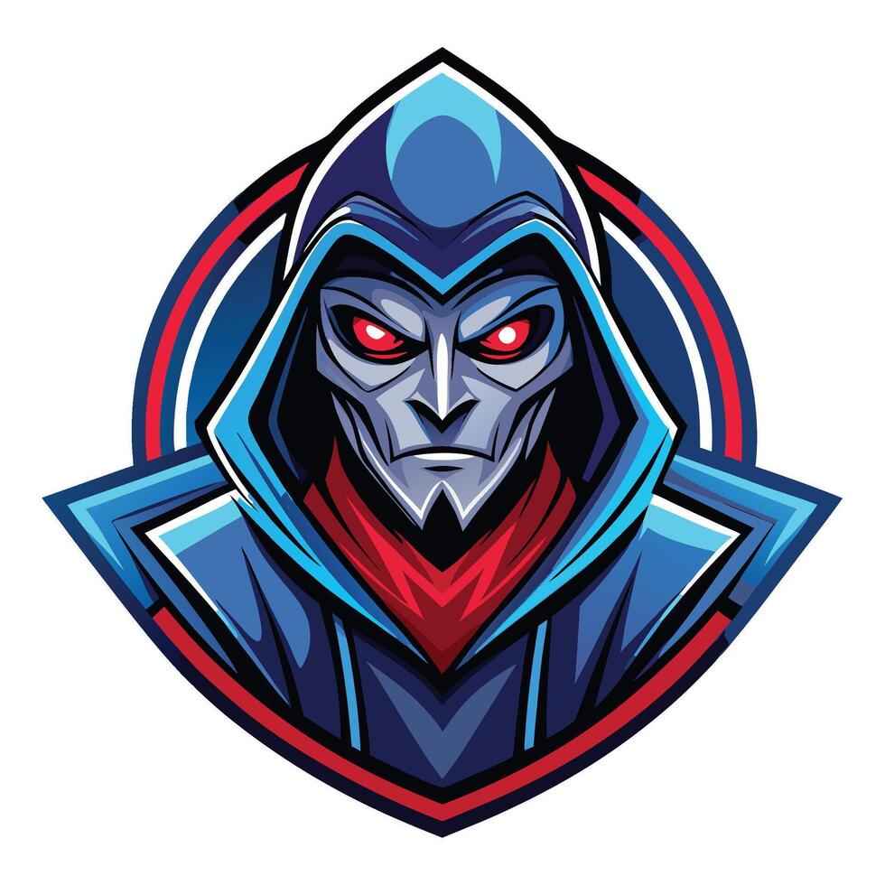 a cartoon character with red eyes and a hoodie vector