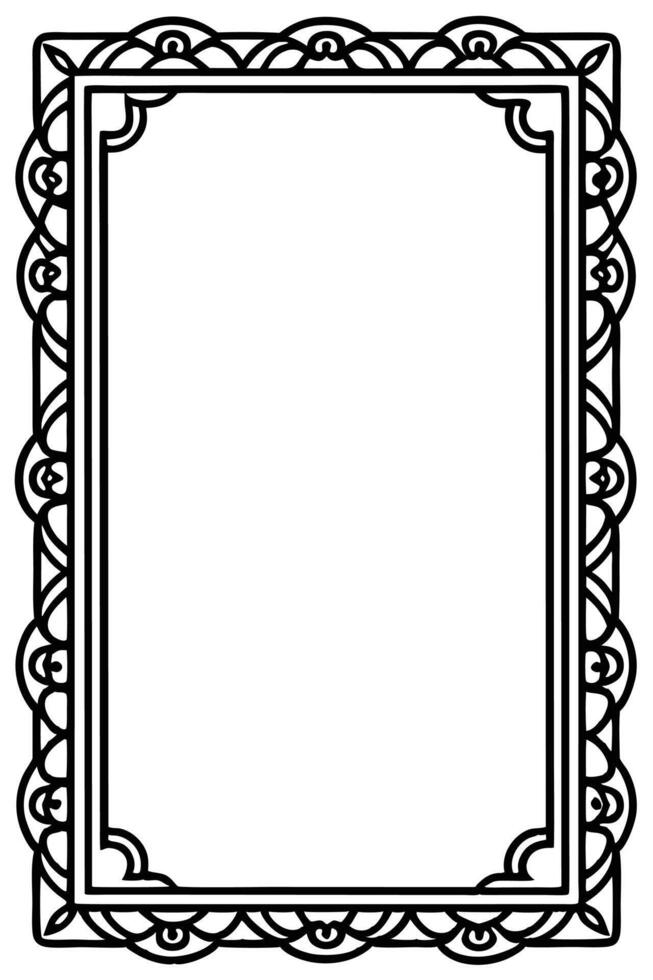 a black and white drawing of a frame with a decorative border vector