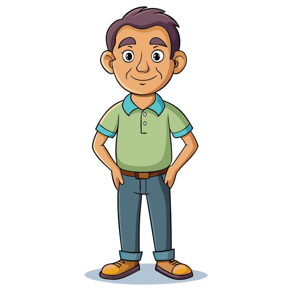 cartoon man standing with hands on hips vector