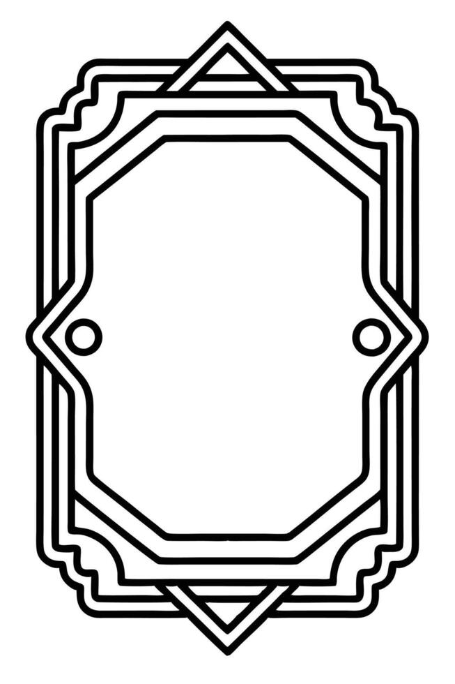 art deco style frame with a black and white outline vector