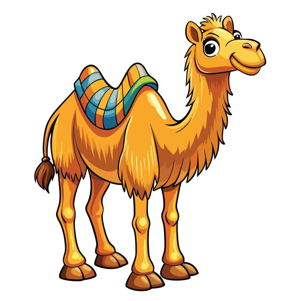 cartoon camel with striped saddle vector