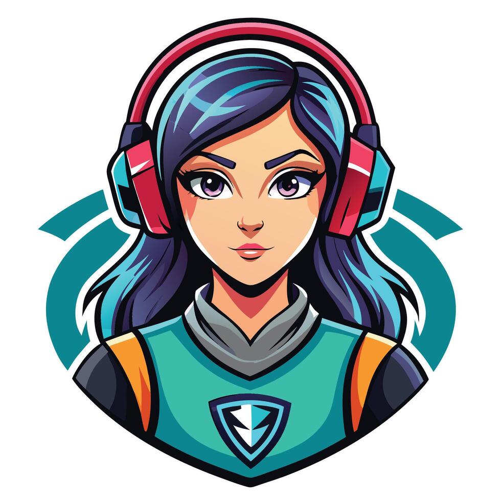a girl with headphones on her head vector