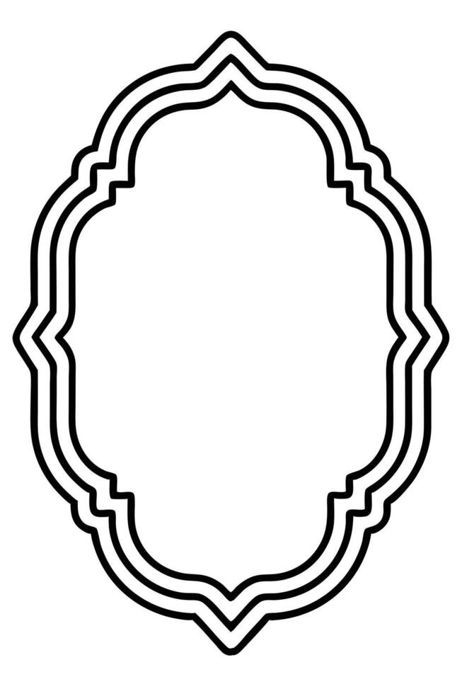 a black and white drawing of a round frame vector