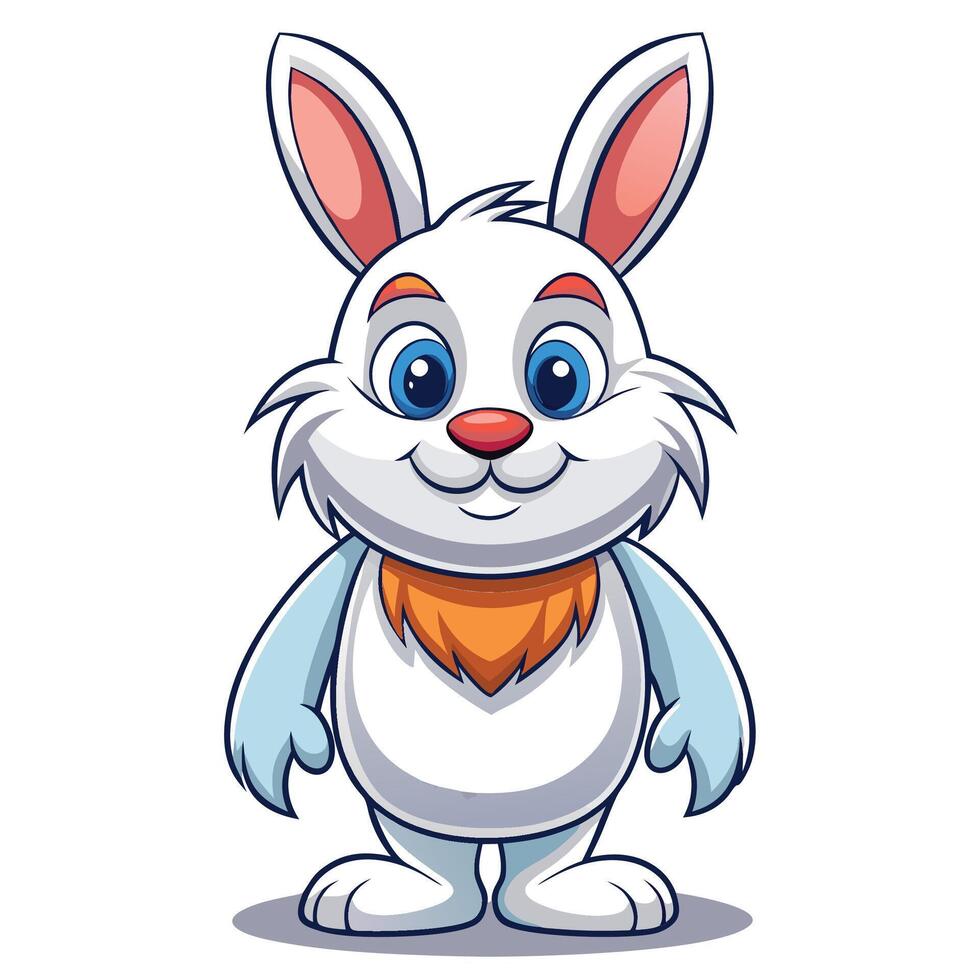 cartoon white rabbit with orange bandanna vector