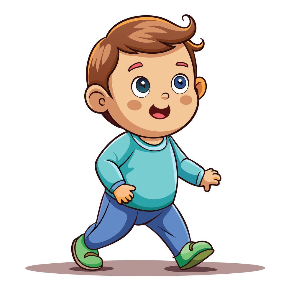 cartoon boy walking on white background vector