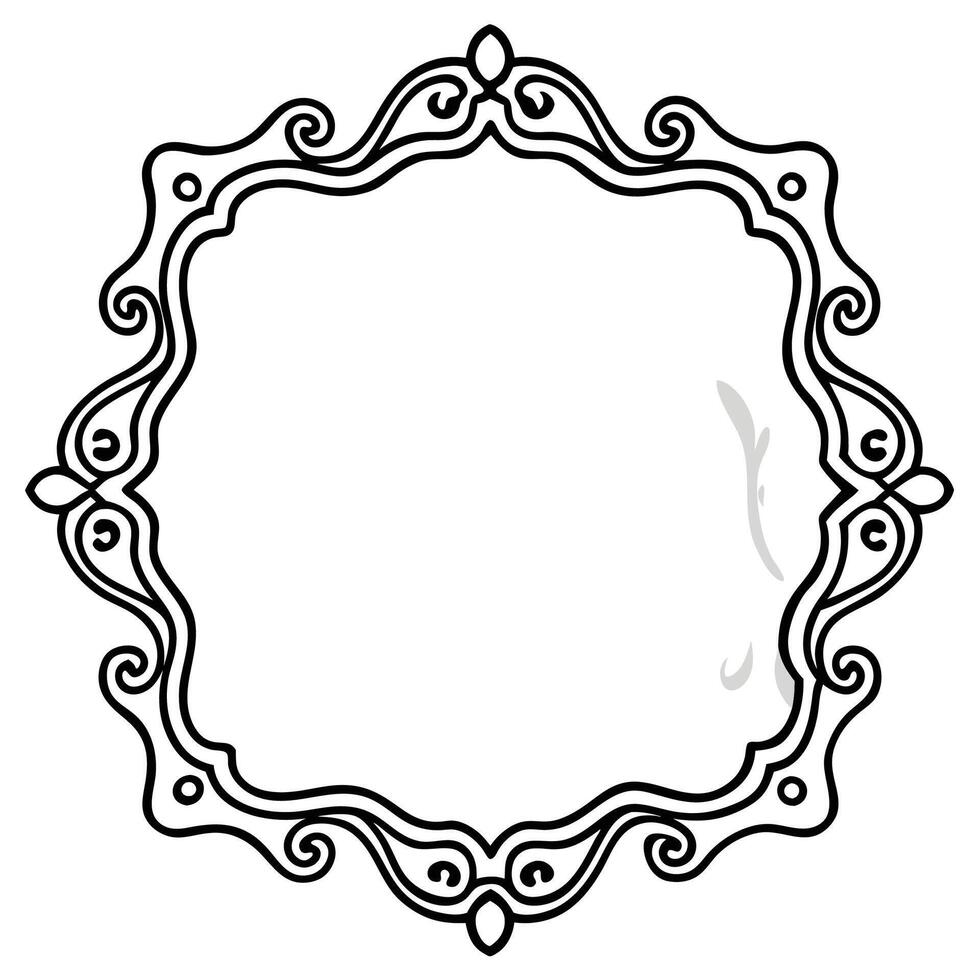 a black and white drawing of a frame with ornate design vector