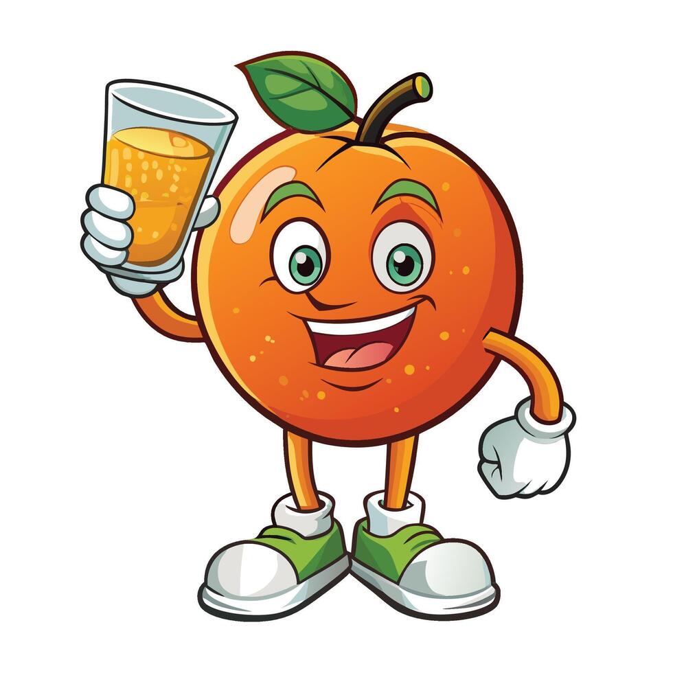 orange character holding a glass of juice vector