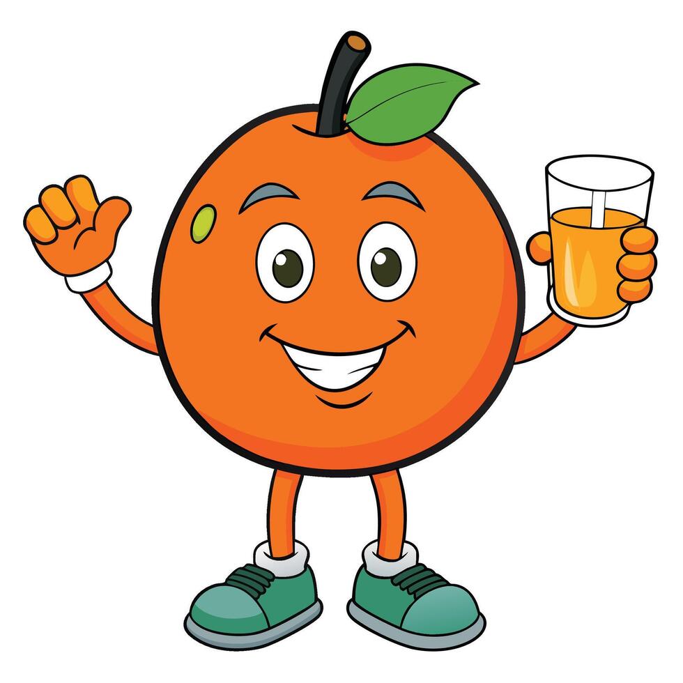 orange character holding a glass of juice vector